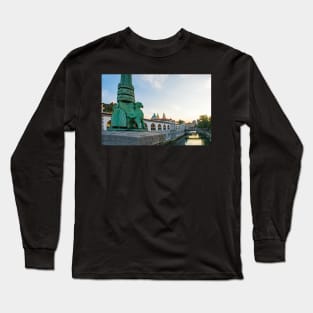 Dragon Bridge in Ljubljana, Slovenia Long Sleeve T-Shirt